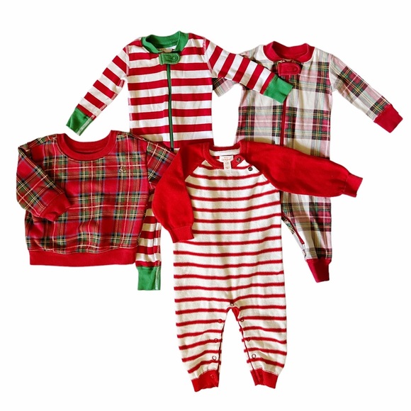 Hanna Andersson Other - Holiday bundle of infant one-piece outfits and plaid sweatshirt